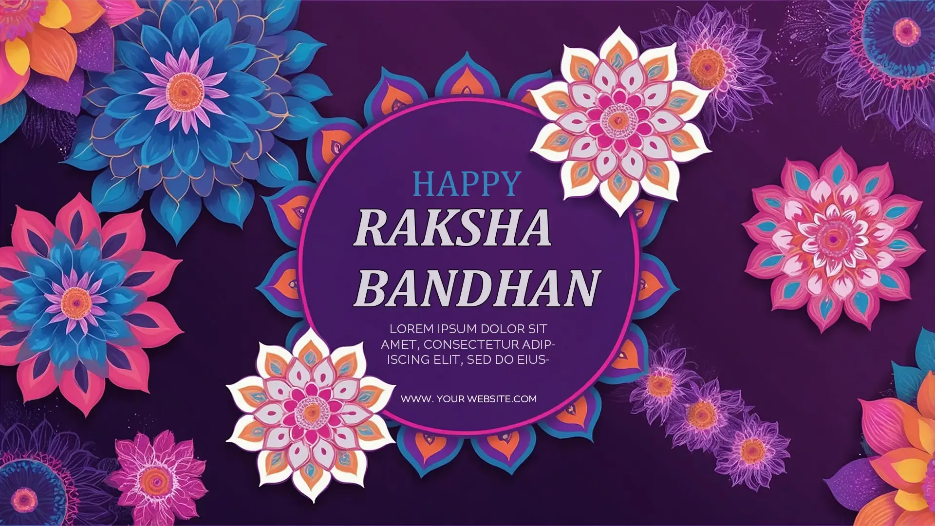 Joyful Happy Raksha Bandhan Template with Floral Elements Card image